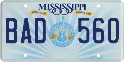 MS license plate BAD560
