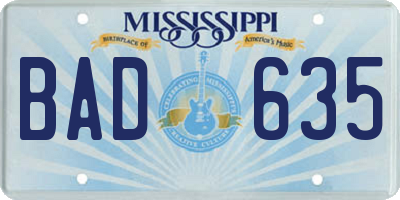 MS license plate BAD635