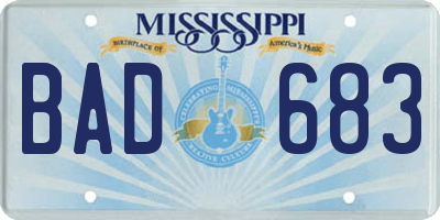 MS license plate BAD683