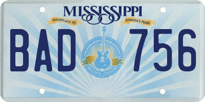 MS license plate BAD756