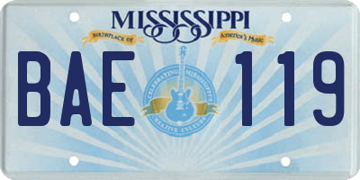 MS license plate BAE119