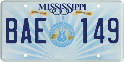 MS license plate BAE149
