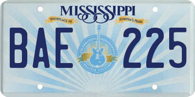 MS license plate BAE225