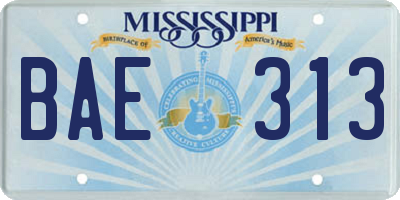 MS license plate BAE313