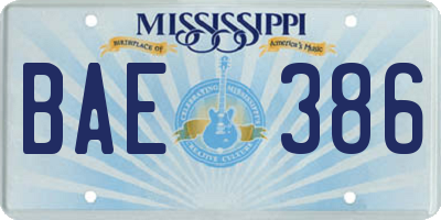 MS license plate BAE386