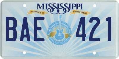 MS license plate BAE421