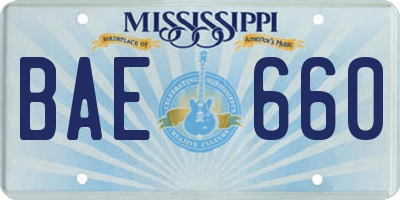 MS license plate BAE660
