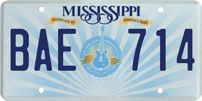 MS license plate BAE714
