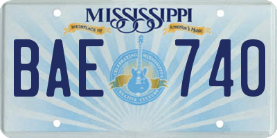 MS license plate BAE740
