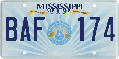 MS license plate BAF174
