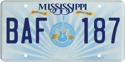 MS license plate BAF187
