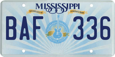 MS license plate BAF336