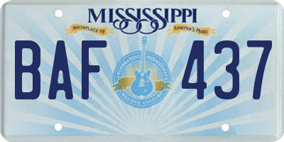 MS license plate BAF437