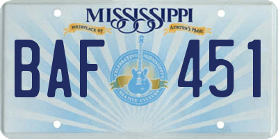 MS license plate BAF451