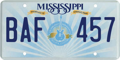 MS license plate BAF457