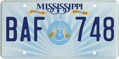 MS license plate BAF748