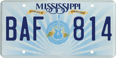 MS license plate BAF814