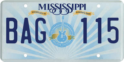 MS license plate BAG115