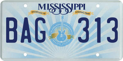 MS license plate BAG313