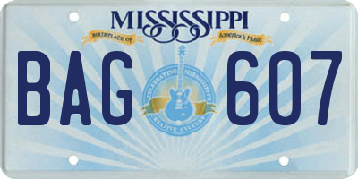 MS license plate BAG607