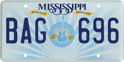 MS license plate BAG696