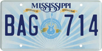 MS license plate BAG714