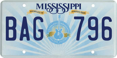 MS license plate BAG796