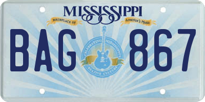 MS license plate BAG867