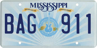 MS license plate BAG911