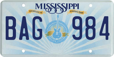 MS license plate BAG984