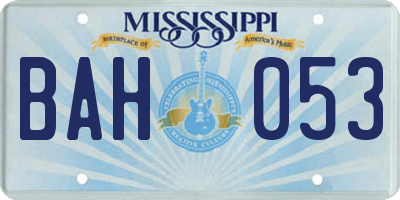 MS license plate BAH053