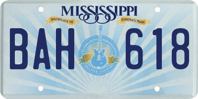 MS license plate BAH618