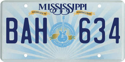MS license plate BAH634