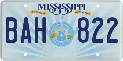 MS license plate BAH822