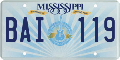 MS license plate BAI119
