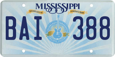 MS license plate BAI388