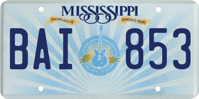 MS license plate BAI853