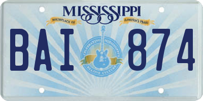 MS license plate BAI874