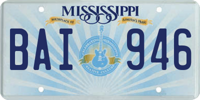 MS license plate BAI946