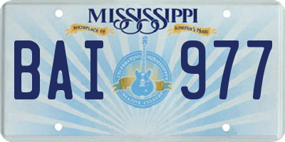 MS license plate BAI977