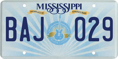 MS license plate BAJ029