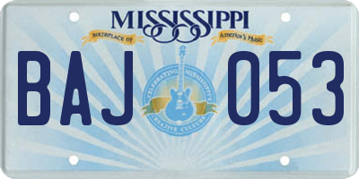 MS license plate BAJ053