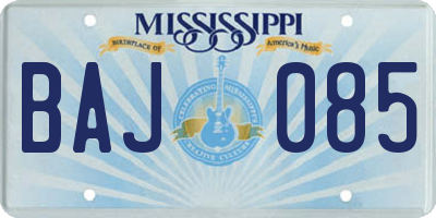 MS license plate BAJ085