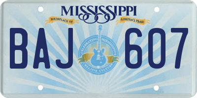 MS license plate BAJ607