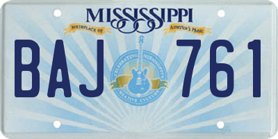 MS license plate BAJ761