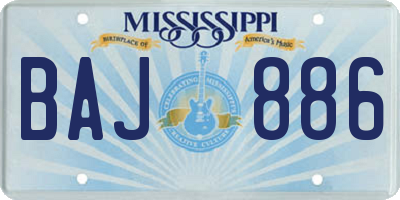 MS license plate BAJ886