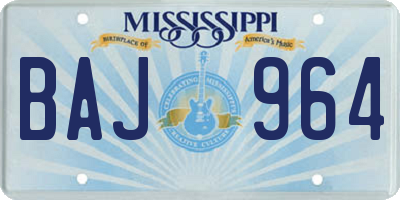 MS license plate BAJ964
