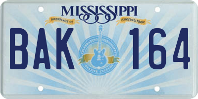 MS license plate BAK164