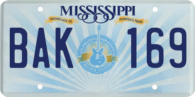 MS license plate BAK169