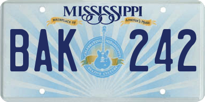 MS license plate BAK242